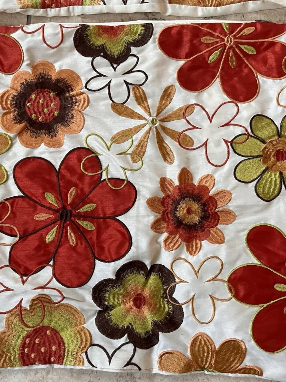 Pier 1 Imports Set of 4 Boho Floral Decorative Throw Pillows Embroidered Orange